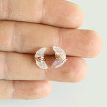 Load image into Gallery viewer, Rainbow Moonstone Crescent Studs
