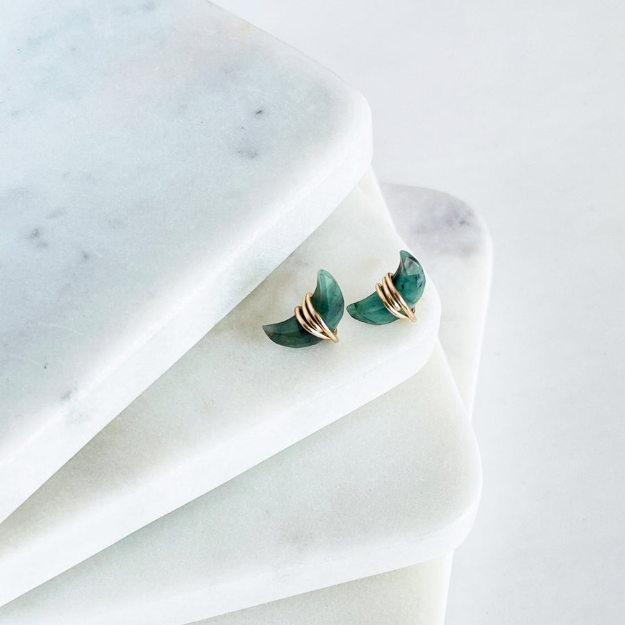 raw emerald studs