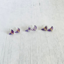 Load image into Gallery viewer, Amethyst Moon Crescent Stud Earrings
